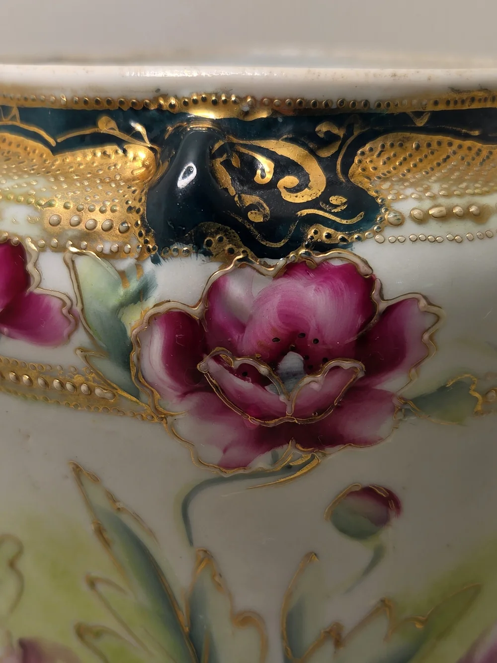 Antique 1891 Morimura Nippon Footed Planter Vase Pre-Nippon Maple Leaf